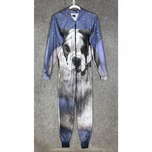 Rage On Long Sleeve‎ French Bulldog One Piece Pajamas Adult Size SM Small Medium
